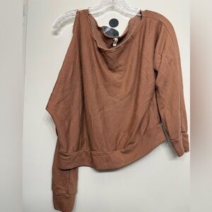 Landstrom Off-the-Shoulder Sweatshirt Brown Slouchy Cozy Top Size S